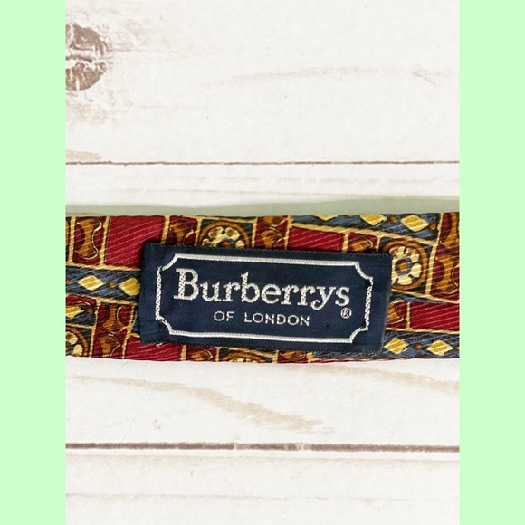 Burberry Vintage Silk Red Yellow Tie - Picture 3 of 5